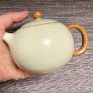 Soft Sage Gray Ceramic Teapot, Simple & Clean Look